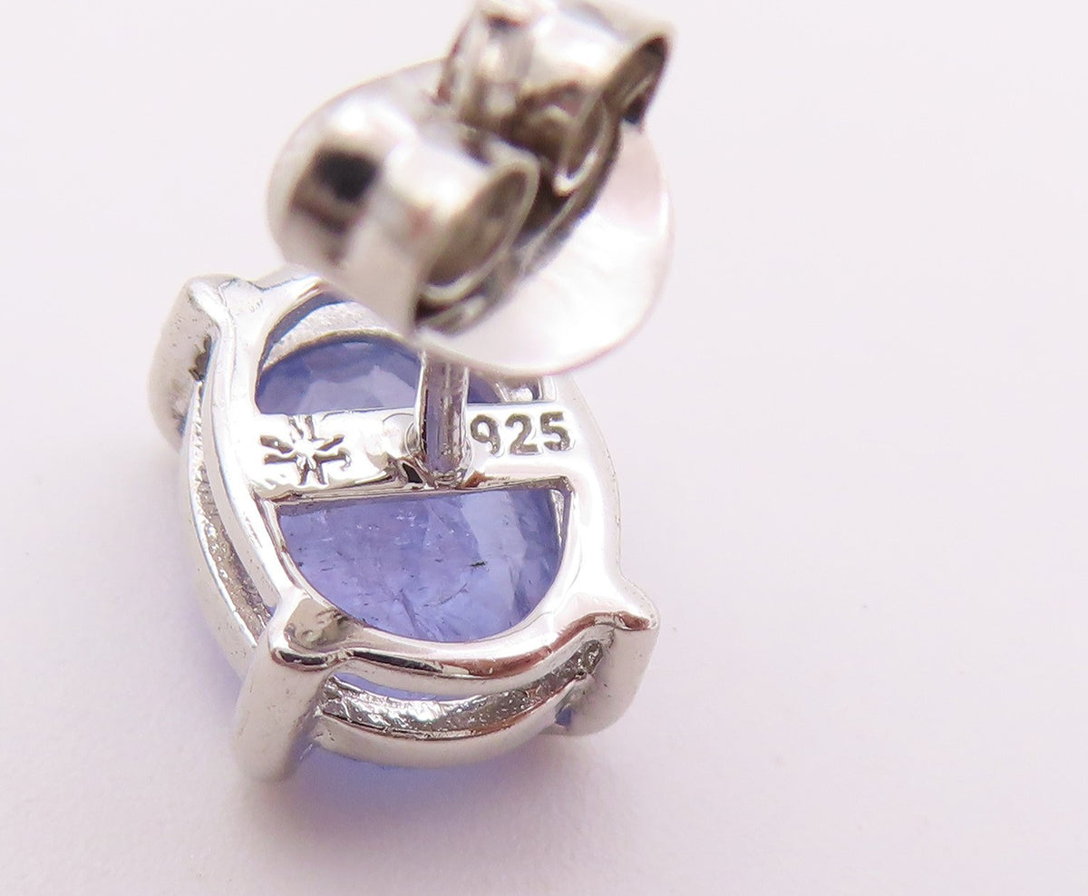 925 Sterling Silver Vintage Earrings Classic Oval Cut Tanzanite Studs  EG14442
