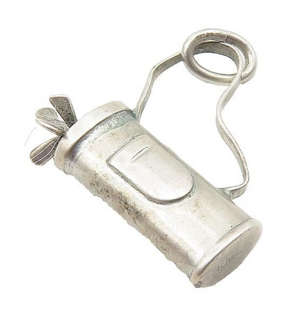 925 Sterling Silver  Vintage Petite Bag Of Gold Clubs Sports Pendant  PT8158
