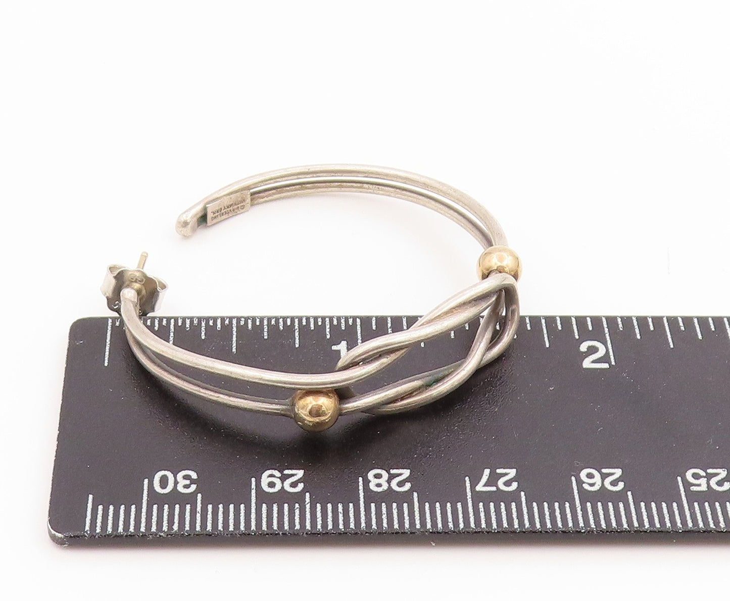 14K Gold & 925 Sterling Silver Vintage Earrings ED LEVIN BARRA Singles  EG14299