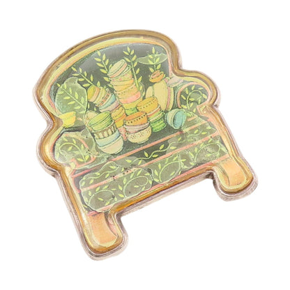 925 Sterling Silver Vintage Brooch Pin MEINK Enameled Cutout Chair  BP11455