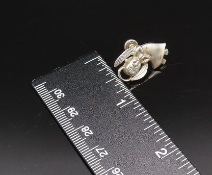 925 Sterling Silver Vintage Praying Angel Evil Devil Screw Back Earrings EG12160