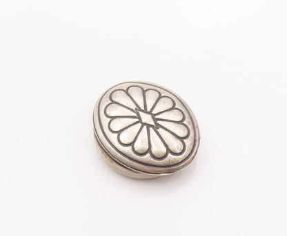 NAVAJO 925 Sterling Silver  Vintage Flower Motif Oval Button Cover  TR2734