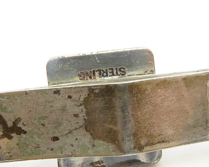 925 Sterling Silver  Vintage Shiny Etched Arrow Pattern Tie Clip  TR2656