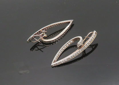 925 Sterling Silver  Vintage Cubic Zirconia Ribbon Swirl Drop Earrings  EG9971