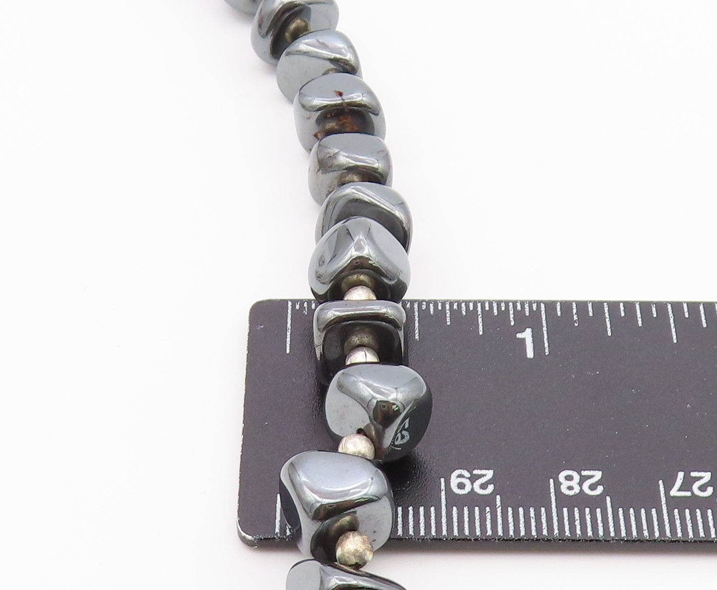 925 Sterling Silver  Vintage Engraved Ball Hematite Layered Necklace  NE3879