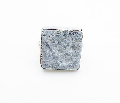 925 Sterling Silver  Vintage Grey Jasper Square Cocktail Ring Sz 5.5  RG6528