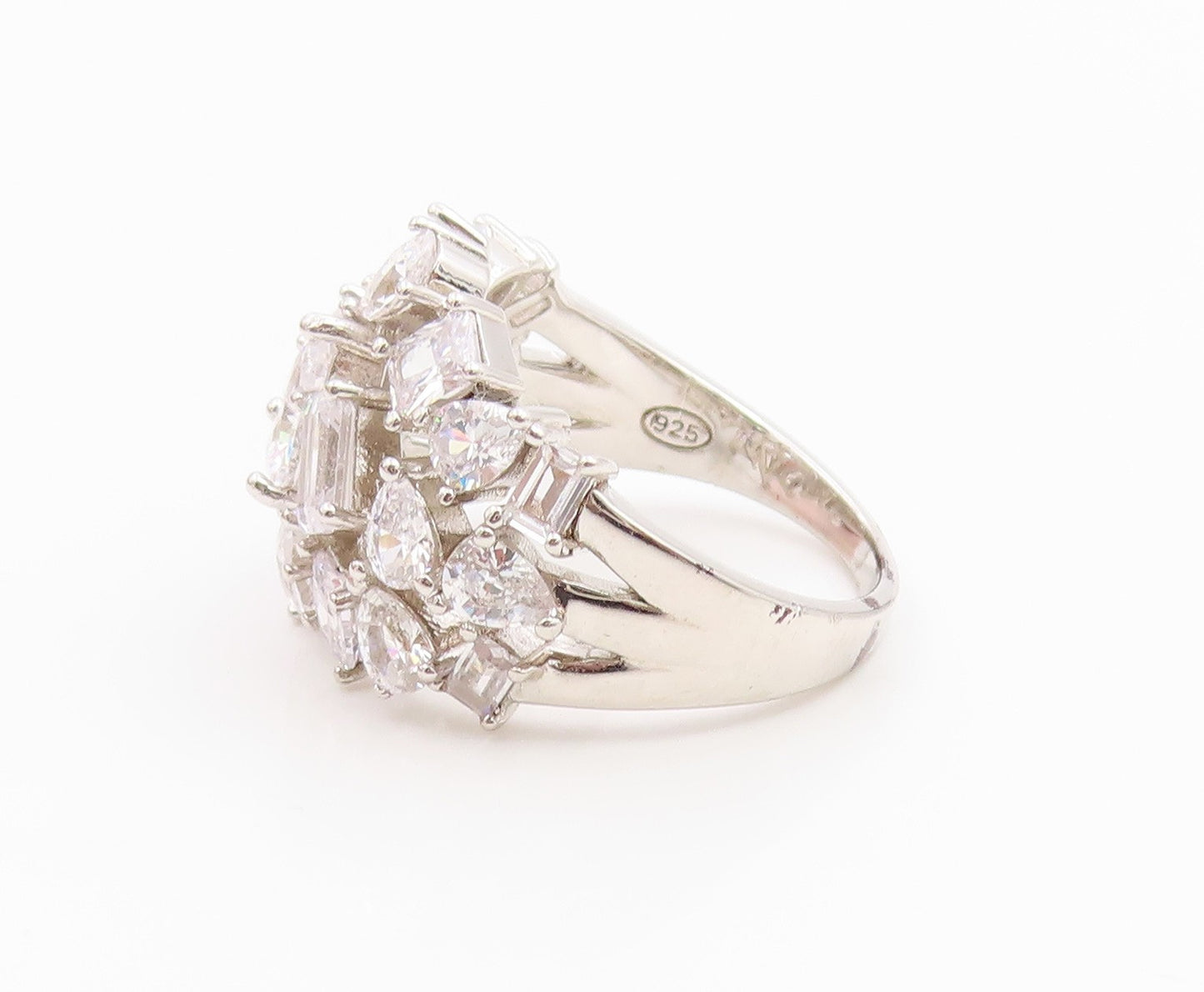925 Sterling Silver Vintage Ring Multi Shape CZ Cluster Band  Sz 7.5  RG35370