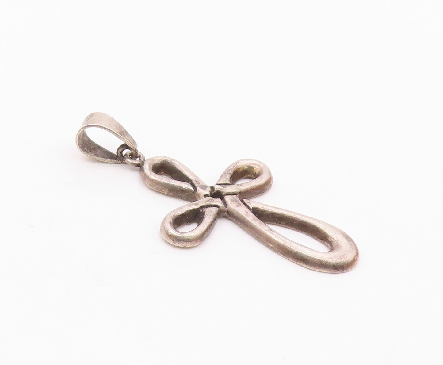 MEXICO 925 Sterling Silver  Vintage Infinity Religious Cross Pendant  PT20264
