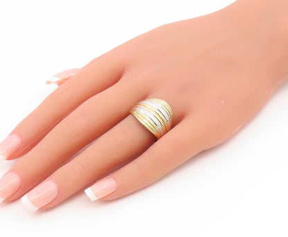 925 Sterling Silver Vintage Ring Gold Plated SETA Fluted Dome  Sz 9.5  RG35171
