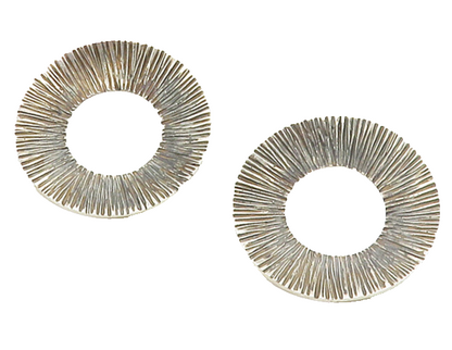 925 Sterling Silver  Vintage Textured Open Circle Drop Earrings  EG7442