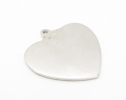 925 Sterling Silver  Vintage Shiny Mother Love Heart Drop Pendant  PT8149