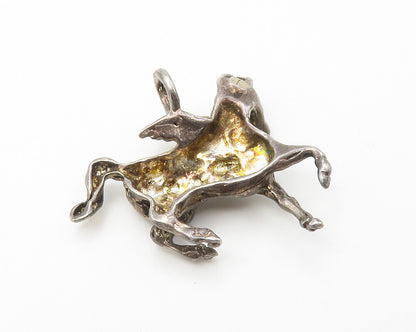 925 Sterling Silver  Vintage Dark Tone Flying Horse With Wings Pendant PT11234