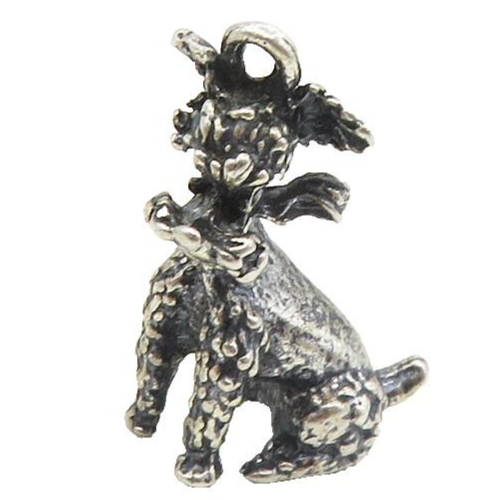 925 Sterling Silver  Vintage Oxidized Petite Sitting Dog Motif Pendant  PT7270