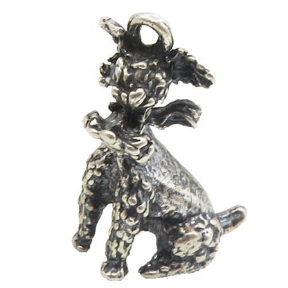 925 Sterling Silver  Vintage Oxidized Petite Sitting Dog Motif Pendant  PT7270