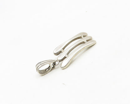 925 Sterling Silver  Vintage Shiny Smooth Fence Design Drop Pendant  PT14842