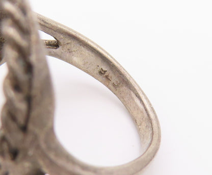 925 Sterling Silver Vintage Ring Dark Tone Masonic Star Cutout  Sz 5.5  RG32194
