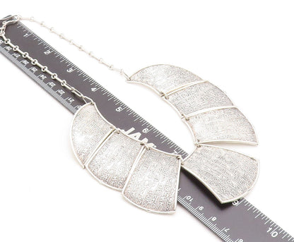 MIDDLE EAST 925 Silver Vintage Hieroglyphics Pattern Chain Necklace NE1271