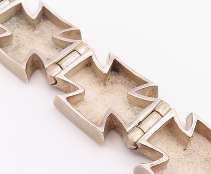 925 Sterling Silver Vintage Bracelet Solid Religious Maltese Cross Link  BT11873