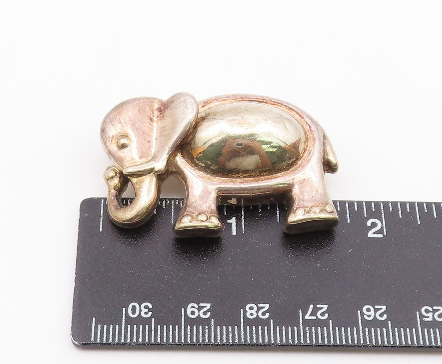 ISRAEL 925 Sterling Silver  Vintage Shiny Elephant Motif Brooch Pin  BP3608
