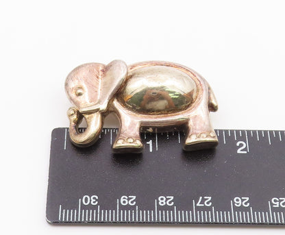 ISRAEL 925 Sterling Silver  Vintage Shiny Elephant Motif Brooch Pin  BP3608
