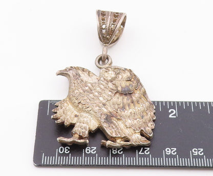 925 Sterling Silver  Vintage Shiny Diamond Cut Eagle Motif Pendant  PT15228