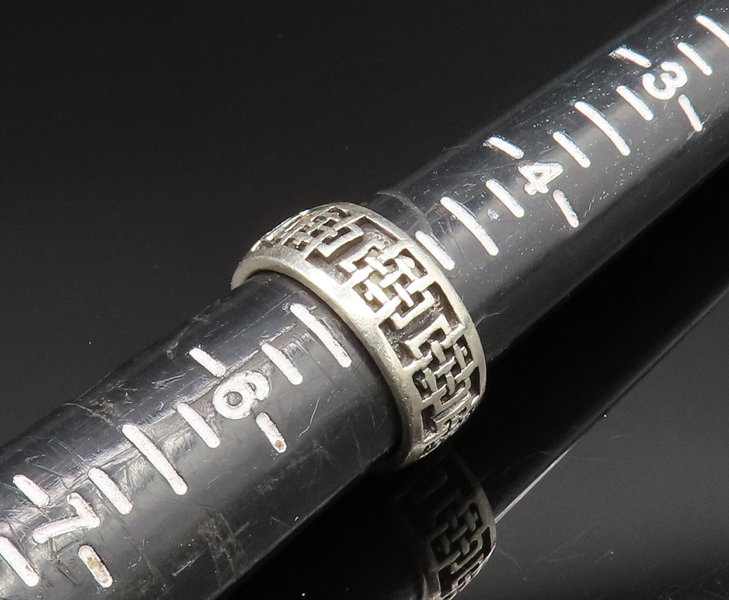 PETER STONE 925 Silver  Vintage Religious Cross Eternity Ring Sz 5  RG24878