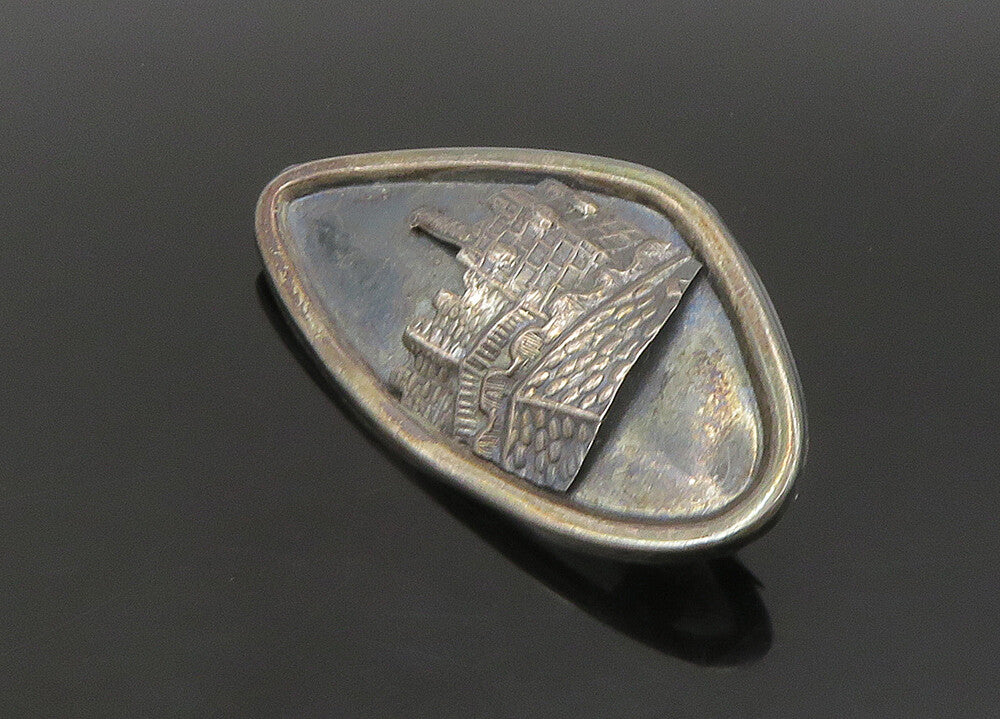 ISRAEL 925 Sterling Silver  Vintage Oxidized Old City Brooch Pin  BP8832
