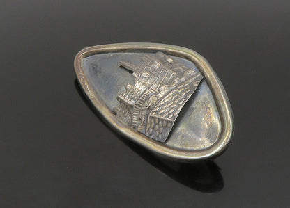 ISRAEL 925 Sterling Silver  Vintage Oxidized Old City Brooch Pin  BP8832