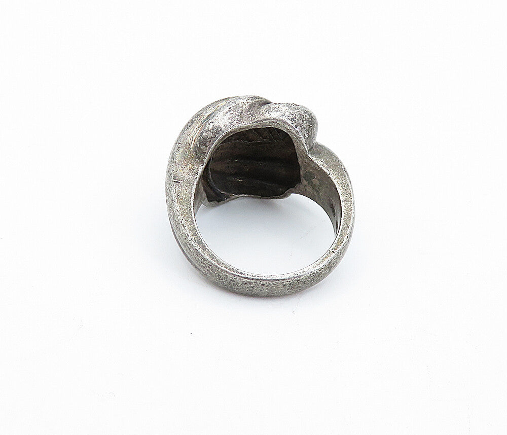 925 Sterling Silver  Vintage Dark Tone Twist Knot Dome Band Ring Sz 6.5 RG3968