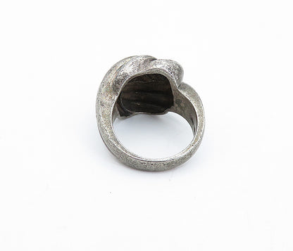 925 Sterling Silver  Vintage Dark Tone Twist Knot Dome Band Ring Sz 6.5 RG3968