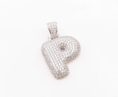 925 Sterling Silver  Vintage Cubic Zirconia Letter P Initial Pendant  PT18064
