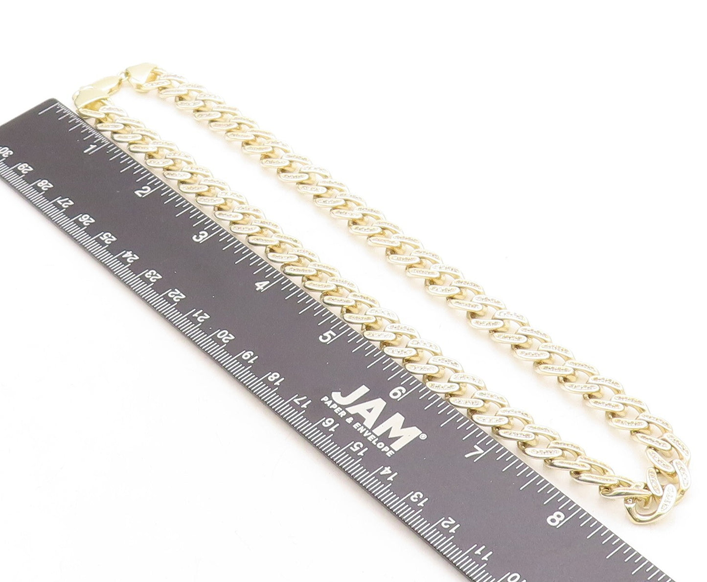 925 Sterling Silver  Petite Topaz Shiny Gold Plated Curb Chain Necklace NE2267
