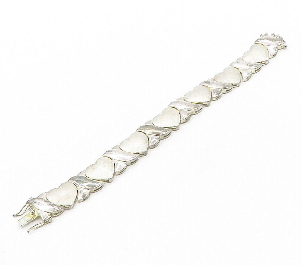 925 Sterling Silver  Vintage Shiny XO Hugs & Kisses Chain Bracelet  BT6195