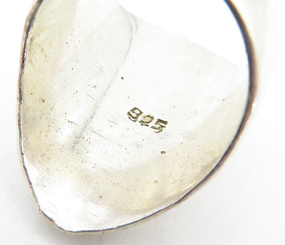 925 Sterling Silver  Vintage Shiny Hammered Tapered Band Ring Sz 7.5  RG3599