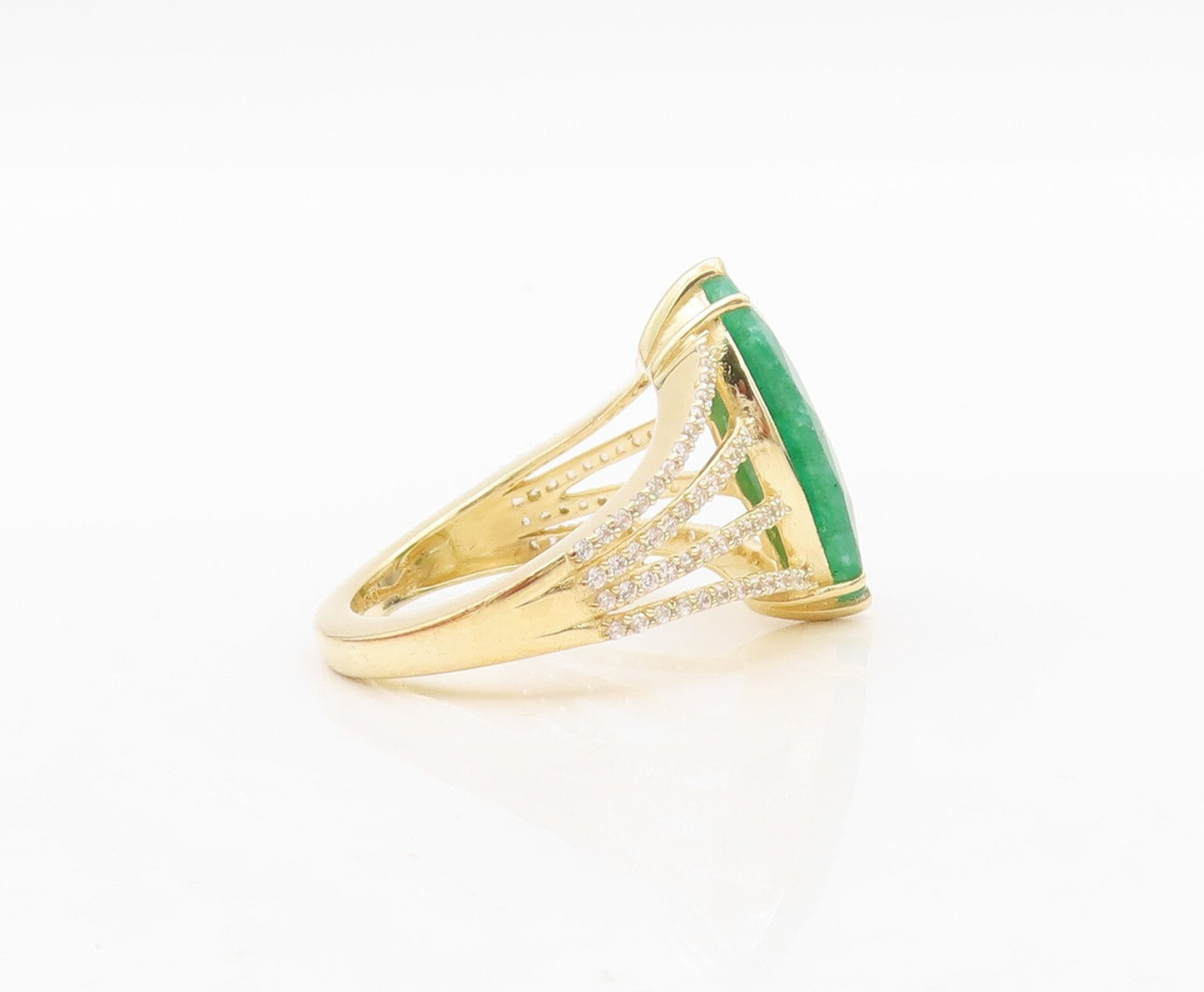 925 Sterling Silver Vintage Ring Gold Plated Designer Gemstone CZ Sz 6.5 RG30391