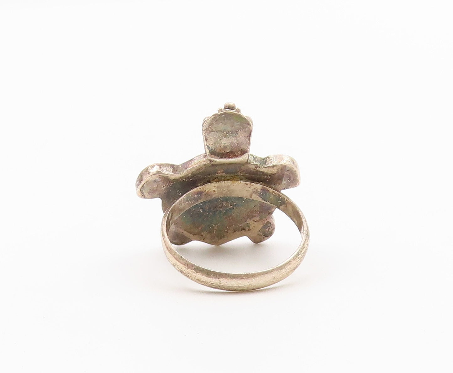 925 Sterling Silver Vintage Ring Classic Abalone Inlay Turtle Band Sz 8 RG36614