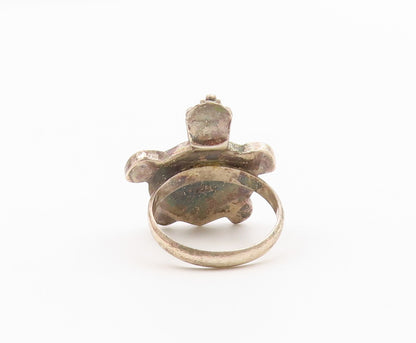 925 Sterling Silver Vintage Ring Classic Abalone Inlay Turtle Band Sz 8 RG36614