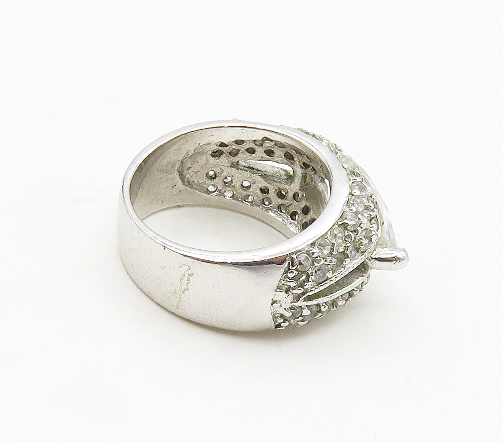 925 Sterling Silver  Marquise Cut Cubic Zirconia Cocktail Ring Sz 6  RG16942