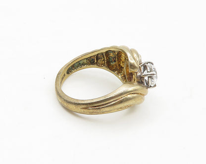 925 Sterling Silver  Cubic Zirconia Gold Plated Swirl Band Ring Sz 7  RG17343