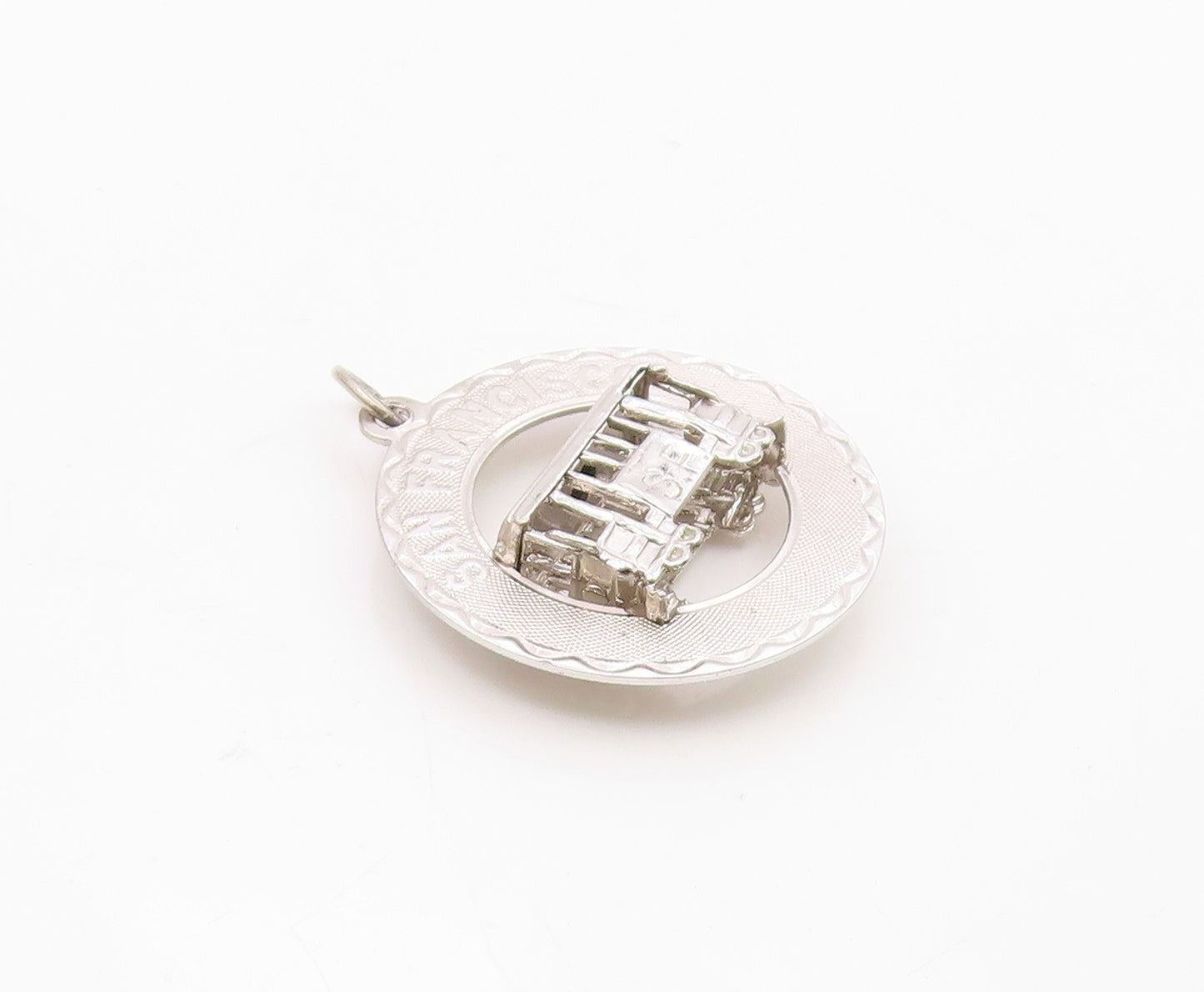 CREA 925 Sterling Silver   Vintage San Francisco Trolley Car Pendant  PT20643