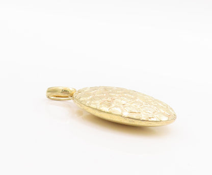 925 Sterling Silver Vintage Pendant Oval Rough Finish Gold Plated  PT23279