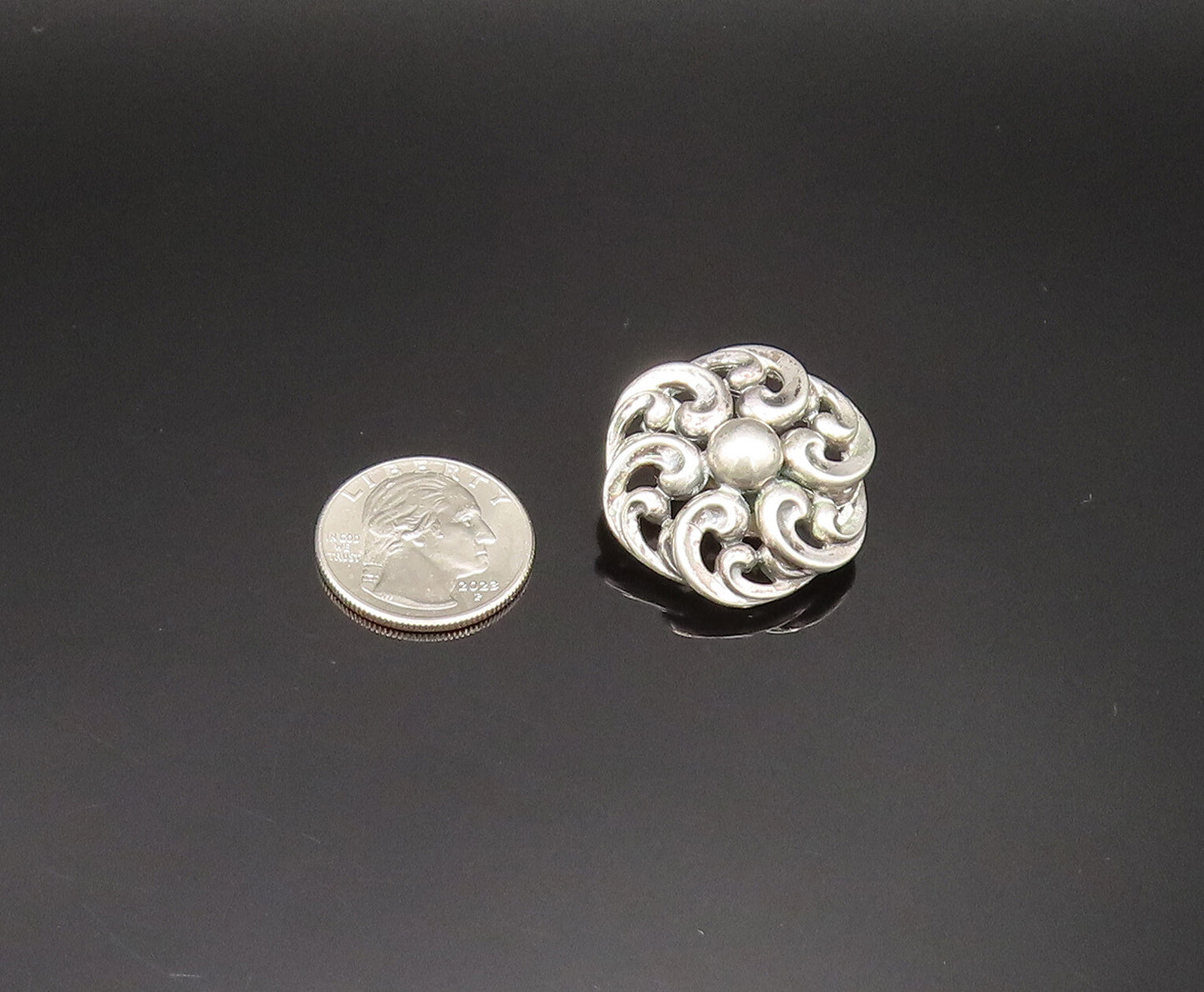 DANECRAFT 925 Silver  Vintage Spiral Floral Non Pierced Earrings  EG11823