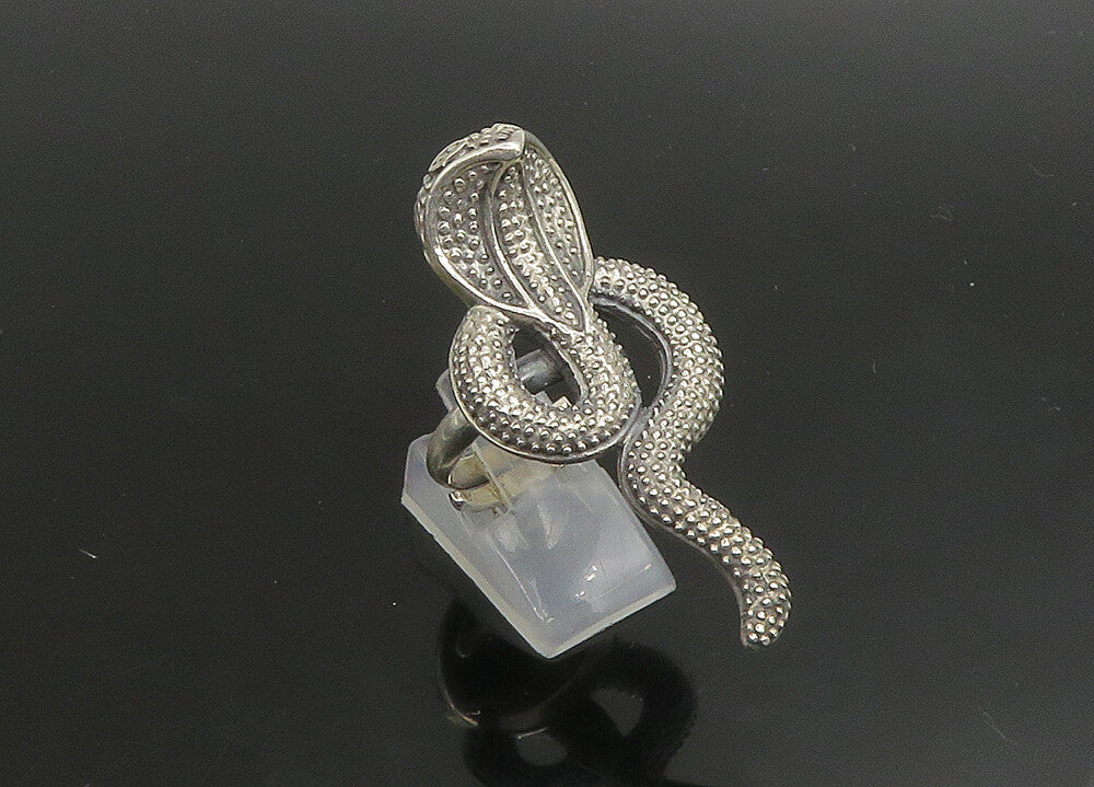 925 Sterling Silver   Vintage Shiny Cobra Snake Band Ring Sz 8.5  RG23405