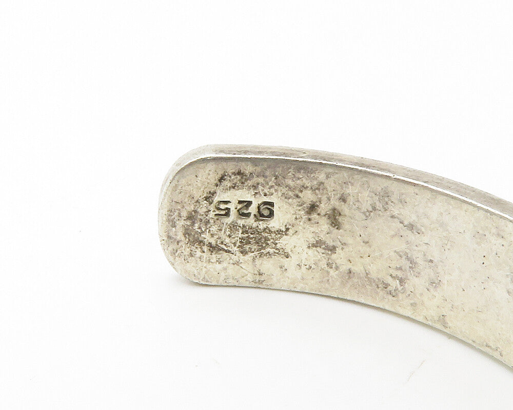925 Sterling Silver  Vintage Oxidized Pattern Smooth Cuff Bracelet  BT5599