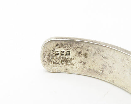 925 Sterling Silver  Vintage Oxidized Pattern Smooth Cuff Bracelet  BT5599