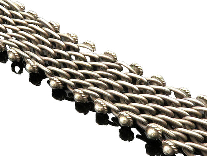 925 Sterling Silver  Vintage Twisted Rope & Beads Wide Chain Bracelet  BT9339