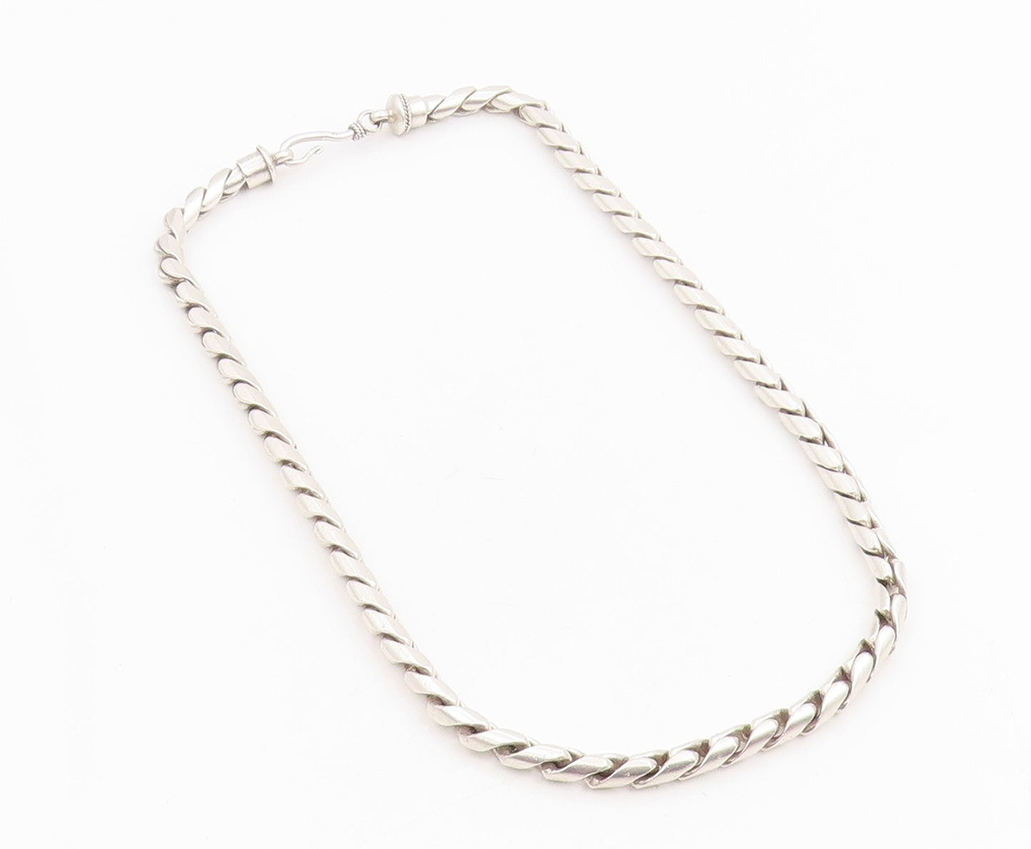 925 Sterling Silver Vintage Necklace Minimalist Solid Curb Link Chain  NE4774