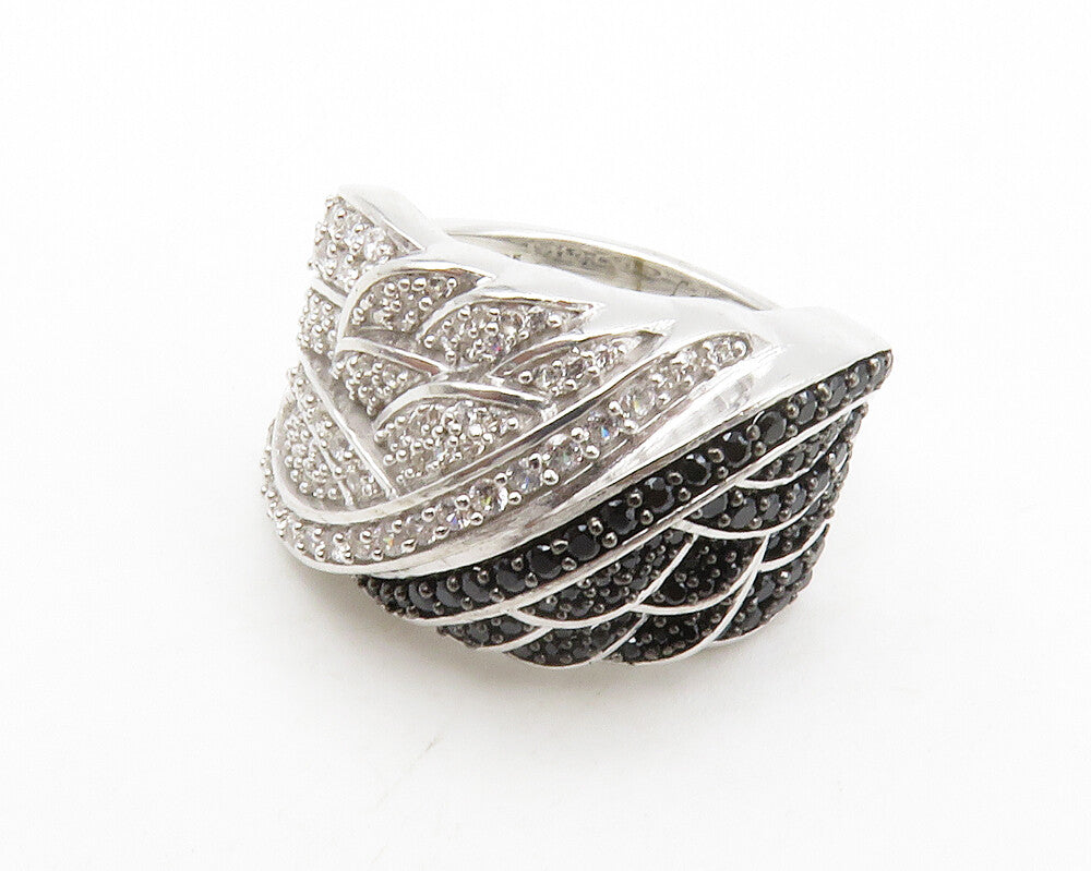 925 Sterling Silver  Cubic Zirconia & Black Hematite Band Ring Sz 5  RG13445
