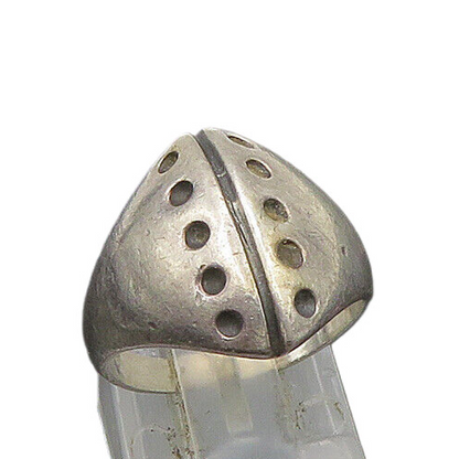 925 Sterling Silver  Vintage Dotted Detail Pointed Band Ring Sz 6  RG22791
