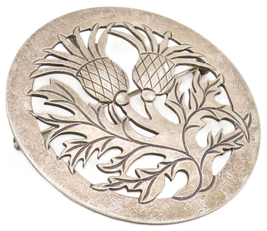 925 Sterling Silver Vintage Brooch Pin Solid Round Frame Floral Cutout  BP10557